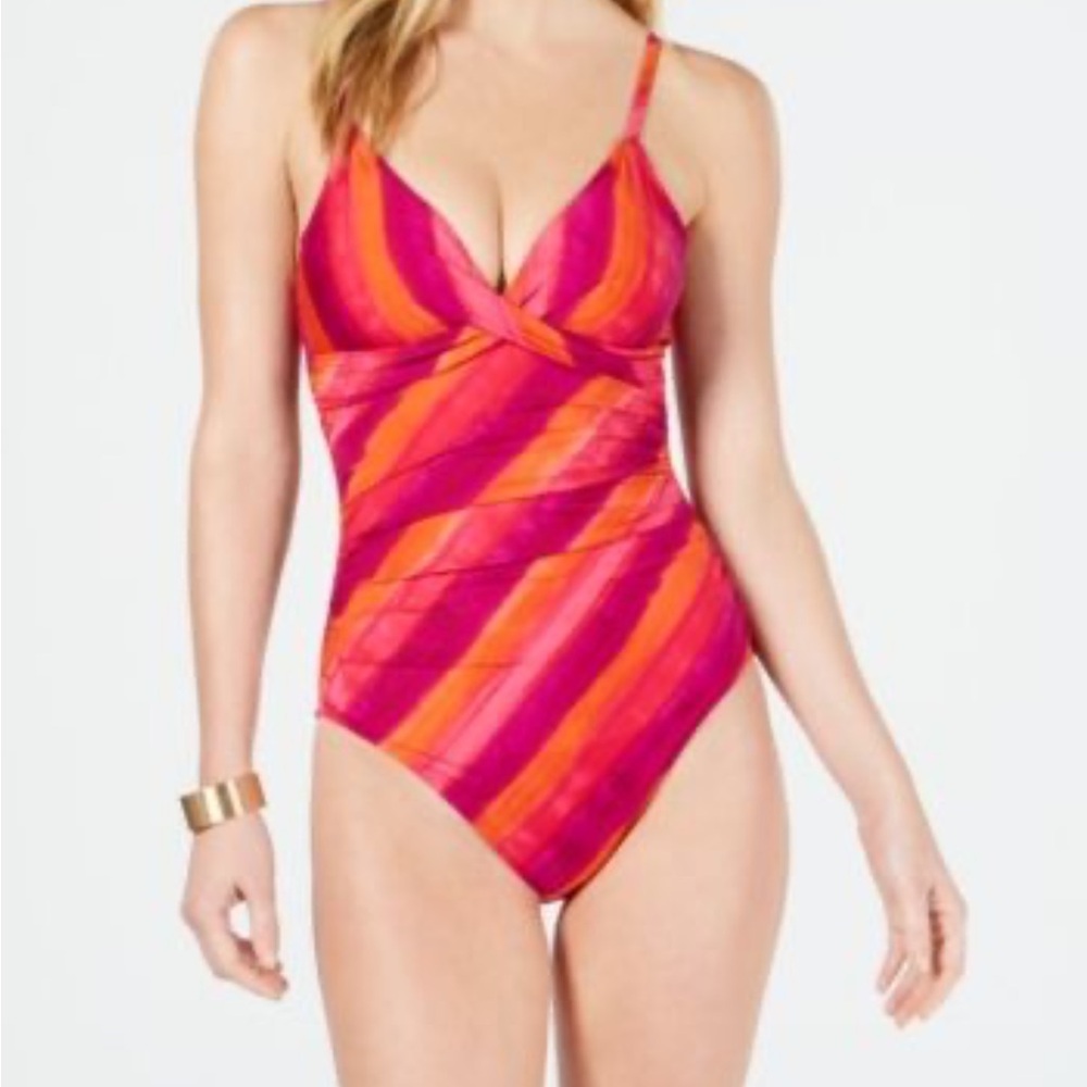 Lauren Ralph Lauren Painted Stripe Underwire Tummy-Control One-Piece Swimsuit 4